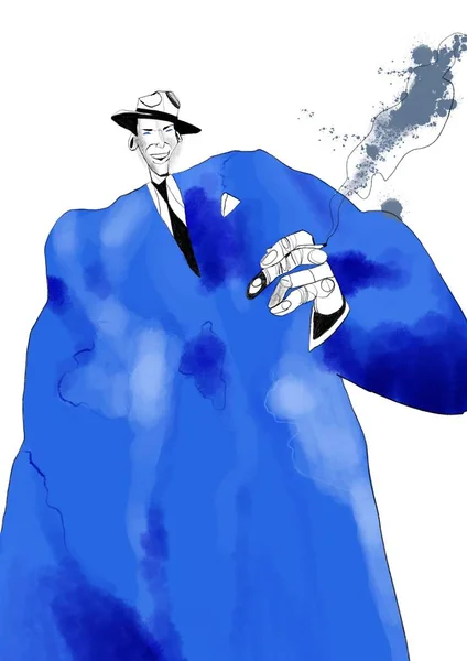 Akvarell illustration av kända musiker. Frank Sinatra illustration isolerade på vit bakgrund — Stockfoto