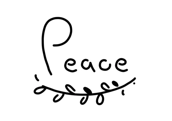 Vrede Handgeschreven Letternig Geïsoleerd Witte Achtergrond — Stockfoto
