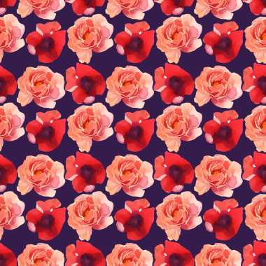 suluboya çiçek illüstrasyon Dikişsiz desen renk arka plan üzerinde izole