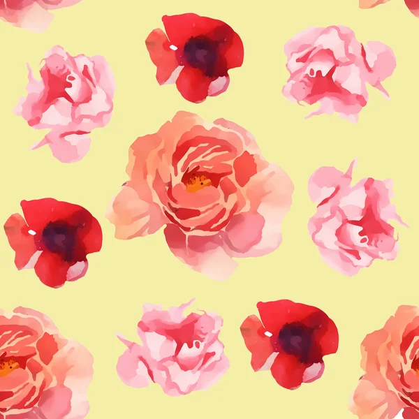 Ακουαρέλα Λουλούδι Εικονογράφηση Χωρίς Ραφή Πρότυπο Απομονώνονται Χρώμα Φόντου — Φωτογραφία Αρχείου