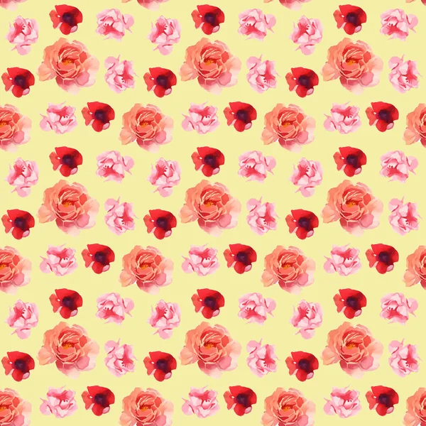 Ακουαρέλα Λουλούδι Εικονογράφηση Χωρίς Ραφή Πρότυπο Απομονώνονται Χρώμα Φόντου — Φωτογραφία Αρχείου