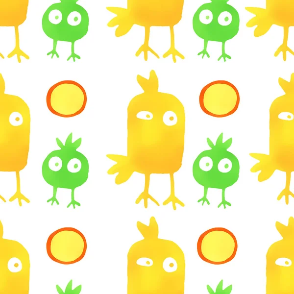 cartoon bird illustration seamless pattern