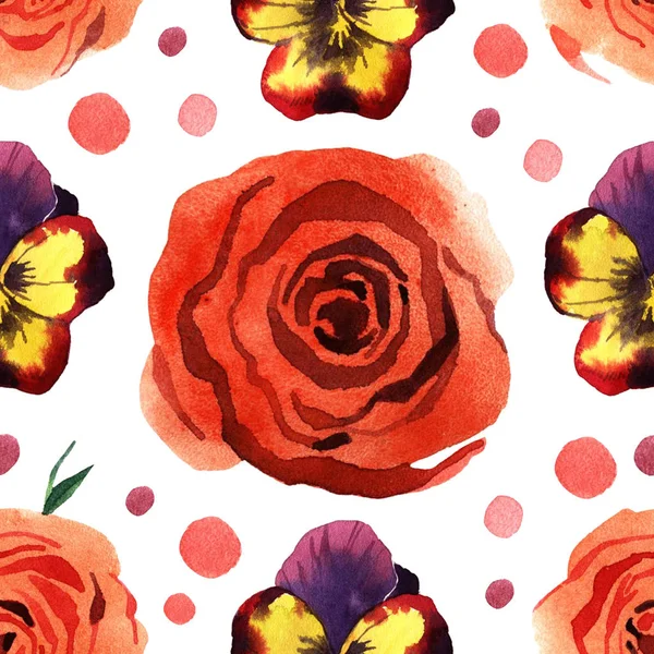 Απρόσκοπτη μοτίβο με λουλούδια ακουαρέλα. Θηλυκό μοτίβο. — Φωτογραφία Αρχείου
