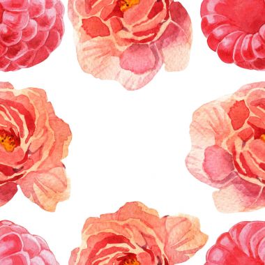 Sulu boya pembe çiçek ve meyveleri Seamless Modeli