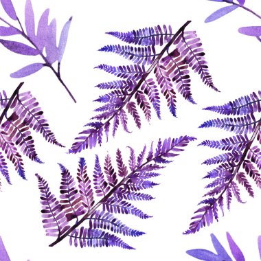 Beyaz arka plan üzerinde izole suluboya Menekşe çiçek illüstrasyon seamless modeli