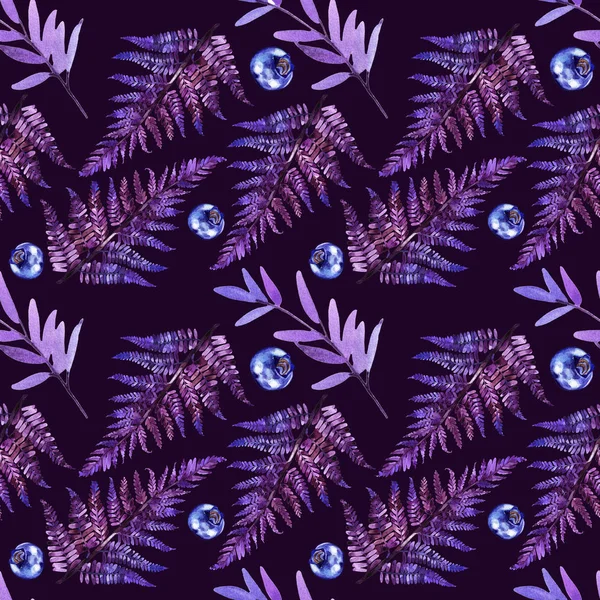 Akvarell Violett Blommig Illustration Sömlösa Mönster Isolerade Violett Bakgrund — Stockfoto