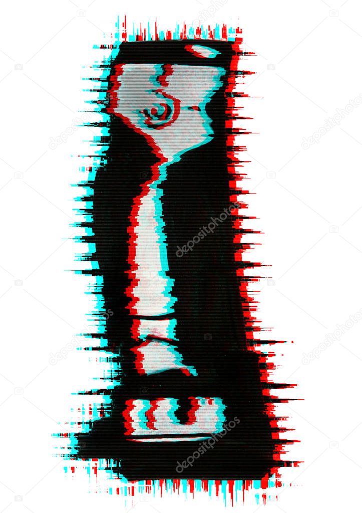 cartoon boy illustration with  glitch effect. for fashion print, poster for textiles, fashion design, T-shirt graphics design.