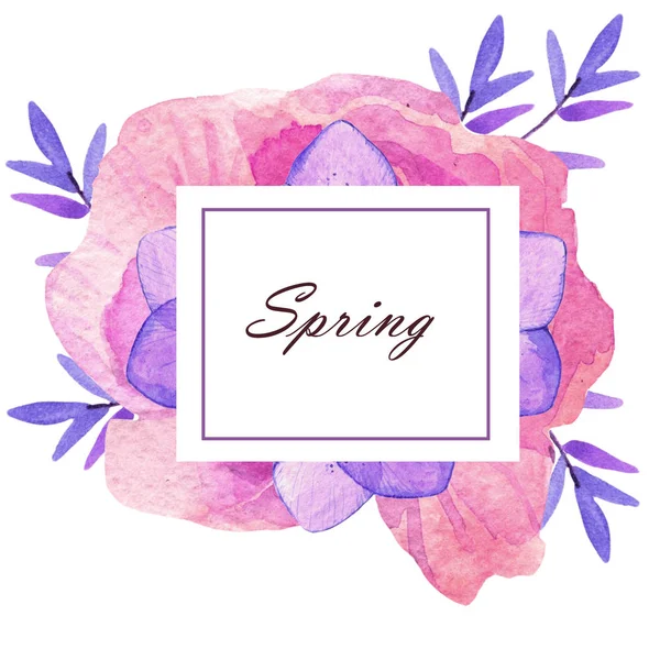Watercolor spring floral frame illustration — Stock Photo, Image