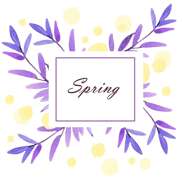 Watercolor spring floral frame illustration — Stock Photo, Image