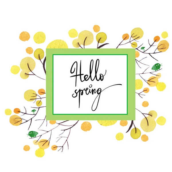 Acuarela primavera marco floral ilustración — Foto de Stock