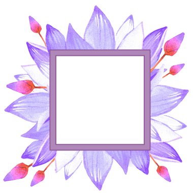 Suluboya çiçek çerçevesi beyaz arkaplanda izole