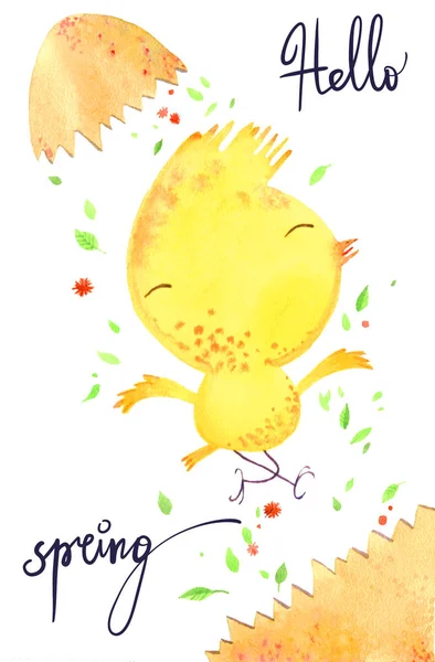 Velikonoční design s kuřetem ručně nakreslený obrázek — Stock fotografie