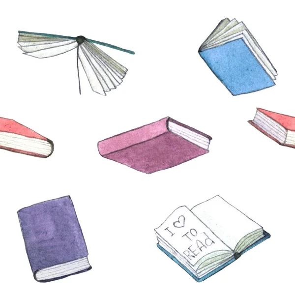 Suluboya kitap illüstrasyon. El boyalı beyaz arka plan üzerinde izole kitap yığını.