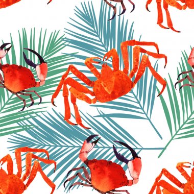 Sulu Boya Dikişsiz desen, deniz doku, desen ile Yengeç Yengeç