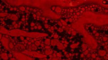 Kırmızı sıvı makro modundaki moleküllere benziyor