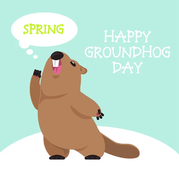 Cartão postal Groundhog Day — Vetor de Stock