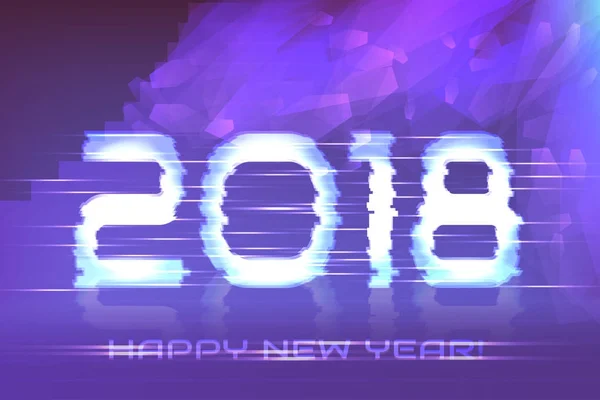 Αφίσα του ευτυχισμένο το νέο έτος! Cyber 2018 — Διανυσματικό Αρχείο