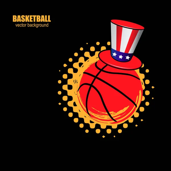 Ilustración vectorial de un baloncesto. El vector del sombrero del tío Sam . — Archivo Imágenes Vectoriales