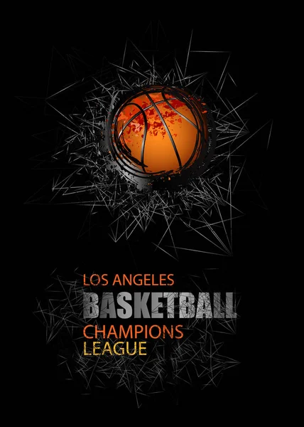 Design moderno para o campeonato de basquete. Banner, esportes de modelo de panfleto. Bola Grunge . — Vetor de Stock