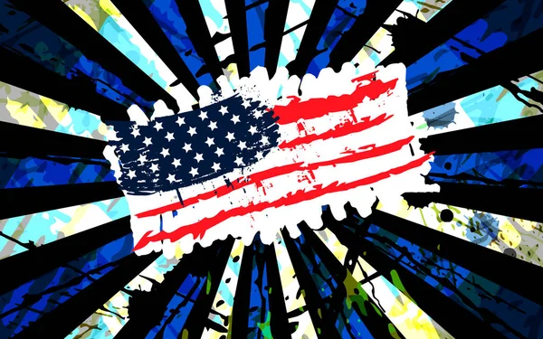 Bir Amerikan bayrağı parlak Illustration. Grunge tarzı. — Stok Vektör