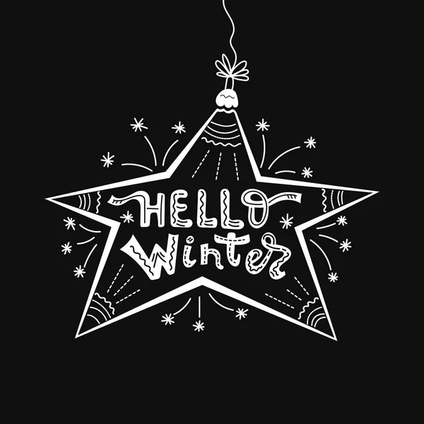 Merhaba kış, Amazing tasarım. Noel kartı. Vektör yıldız, Dekoratif süsleme.