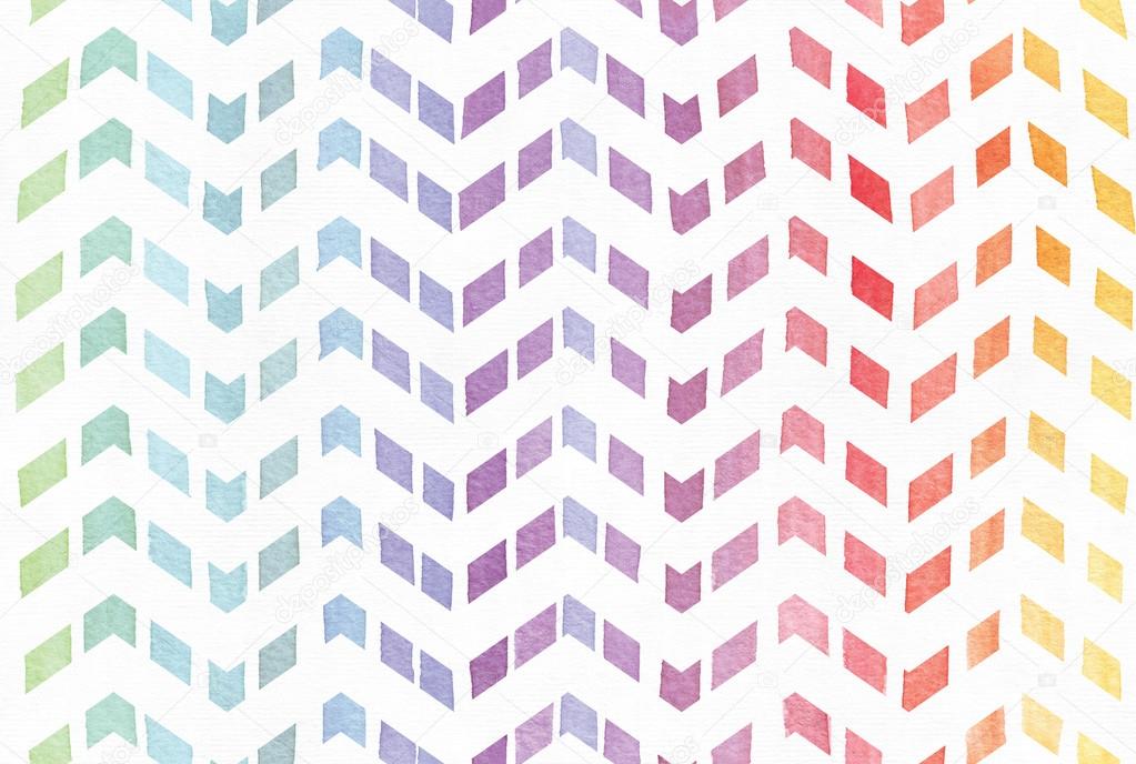 Gradient splattered rainbow background in zigzag pattern, hand drawn with watercolor ink. Seamless painted pattern, good for decoration. Imperfect illustration. Pastel bright colors.