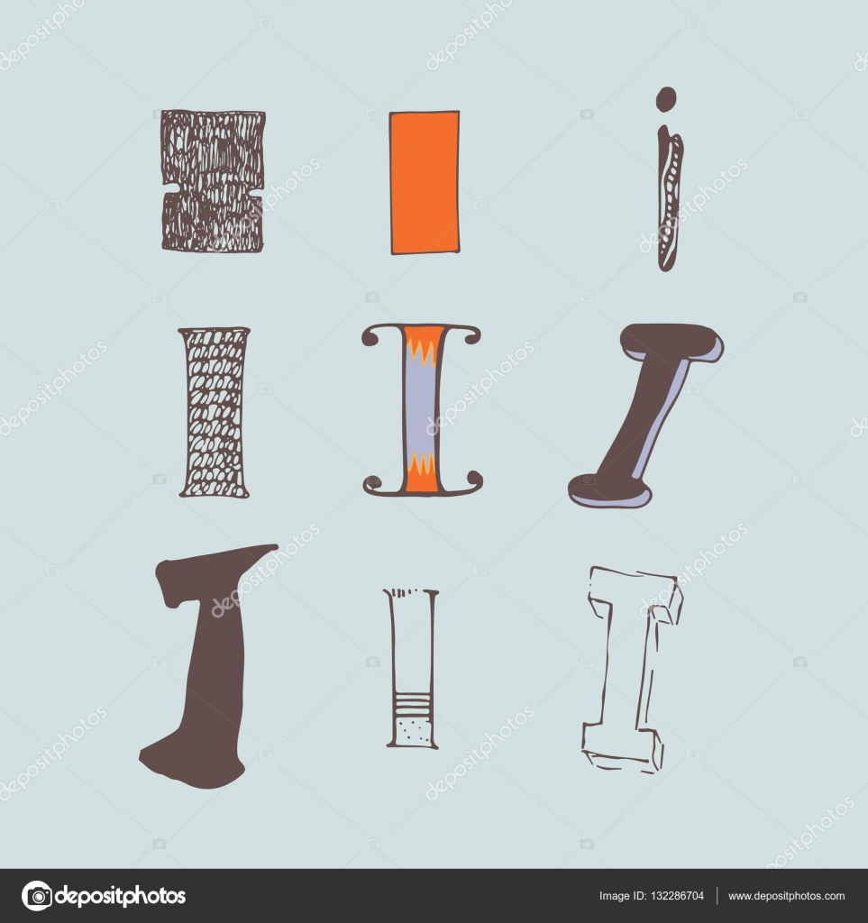 Vektor Set aus bunten Buchstaben i, isoliert auf hellblauem Hintergrund