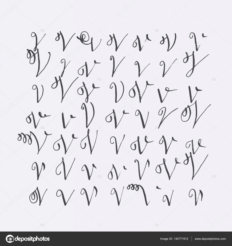 Conjunto De Vector De Letras Caligraficas V Escrito A Mano Conjunto De Vector De Letras Caligraficas V Escrito A Mano