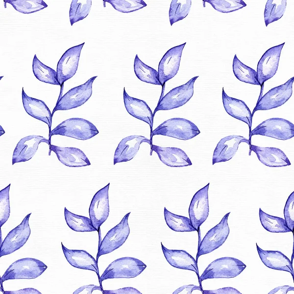 Varrat nélküli raszteres nagy illusztráció, kék és lila növények, növényi gumi alakja alapján. Szögletes fehér akvarell papír virág mintával, kézzel rajzolt folyékony tintával és ecsettel. Stílusos design. — Stock Fotó