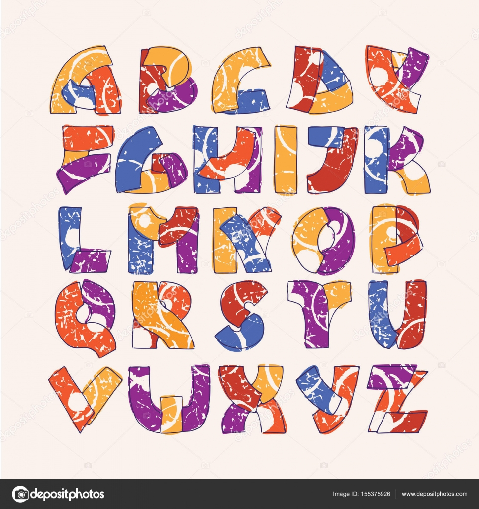 Alfabeto Colorato Di Mano Disegnata La Sequenza Di Lettere
