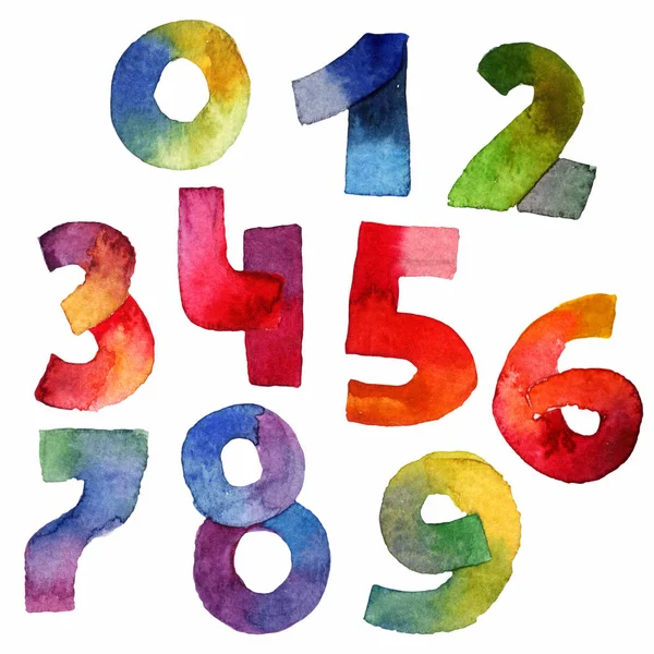 Parlak raster suluboya basamak, fırça ve gradyan renkleri ile çizim ile çizilmiş seti ver. Grenli gösterim sayısı ve dekorasyon amacıyla