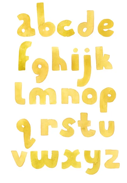 Grote korrelig aquarel heldere kleine letters. Vet alfabet — Stockfoto