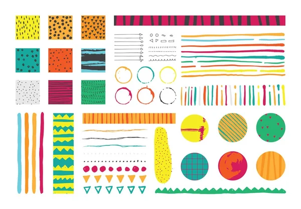 Parlak renkler infographics elemanları ile ayarla, mürekkep ve kusurları ile teslim. Vektör toplama. — Stok Vektör