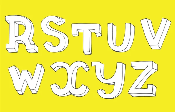 Wektor 3d sekwencji liter od R do Z w ręku rysowane stylu niedoskonałe. Typografia design czcionki dobre cytaty i napis. — Wektor stockowy