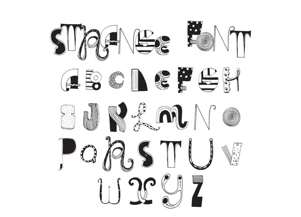 Diverses formes abc lettres dessinées à la main à l'encre et décorées avec différents styles. Fonte anglaise bonne pour écrire des titres et des lettres . — Image vectorielle