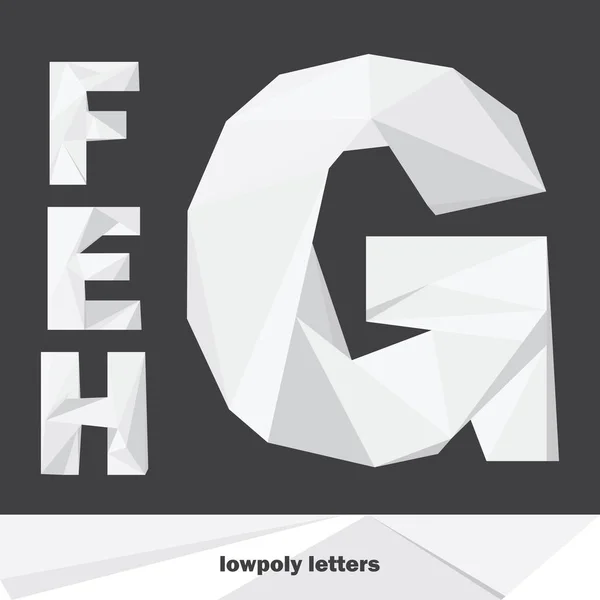 Letras Lowpoly E F G H aisladas sobre fondo oscuro. Alfabeto inglés en tonos grises. Ilustración vectorial — Archivo Imágenes Vectoriales