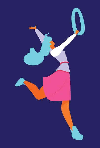 Jeune Femme Danse Plate Avec Lettre Numéro Isolé Sur Fond — Image vectorielle