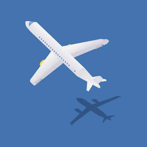 Isometrische Illustration Mit Flugzeug Beim Start Isoliert Auf Blauem Hintergrund — Stockvektor