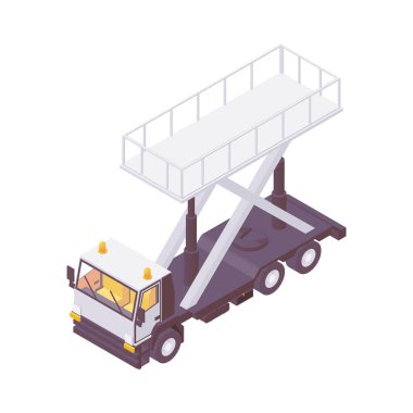 Beyazda izole edilmiş uçaklar için Isometric yükleyici taşıyıcı.