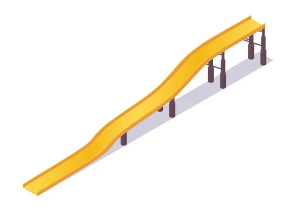 Довгий Вузький Жовтий Відкритий Водяний Слайд Ізометричне Обладнання Аквапарку Літніх — стоковий вектор