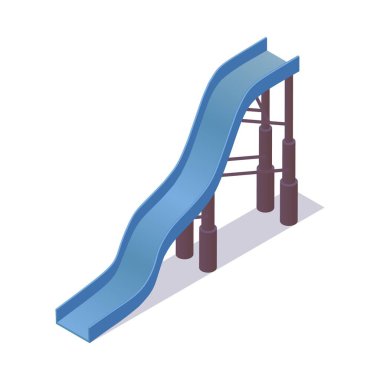 Gölgeli yüksek dik mavi su kaydırağı. Vektör nesnesi su parkı ve yaz tatili aktiviteleri için uygun.