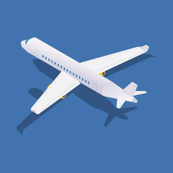 Isometrische Rückansicht Von Passagierflugzeugen Mit Schatten — Stockvektor