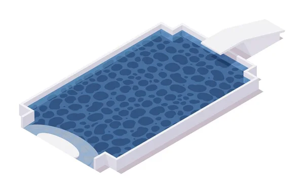 Isometrische Zwembad Met Duikplank Geïsoleerd Wit — Stockvector