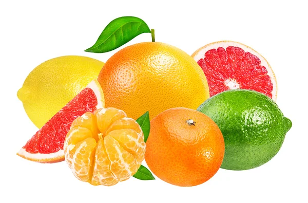 Citrus Fruit Set (mandarino, arancia, lime, limone) isolato — Foto Stock