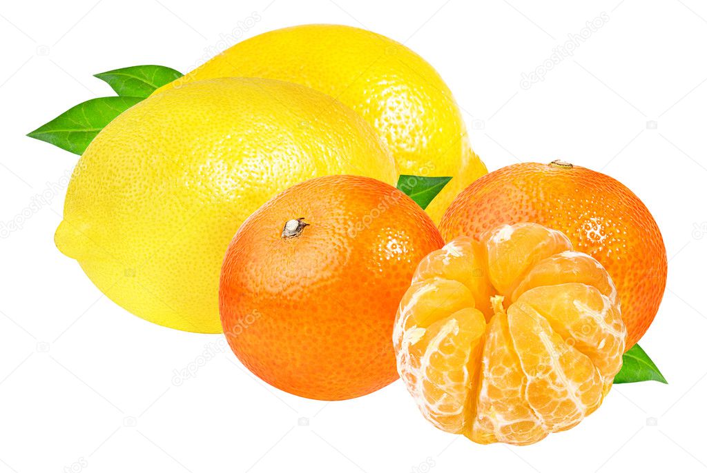 Citrus Fruit Set (tangerine, orange, lime, lemon) isolated 