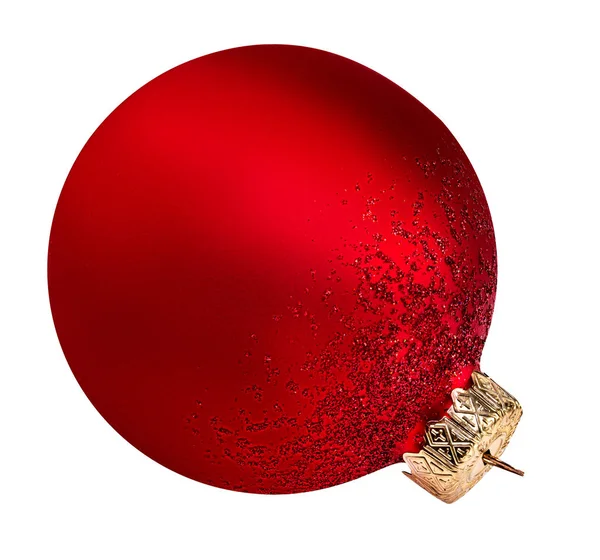 Boule de Noël rouge, isolée sur blanc — Photo