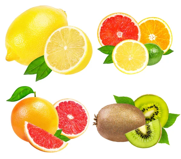 Coleta de frutas isoladas em branco — Fotografia de Stock