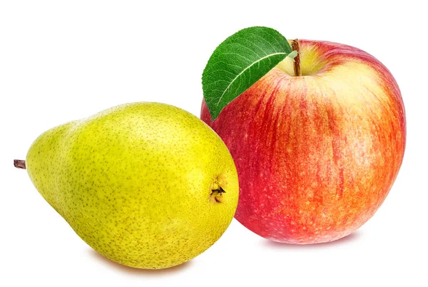 Manzana y peras aisladas en blanco — Foto de Stock