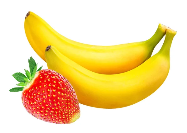 Bananen und Erdbeeren isoliert — Stockfoto