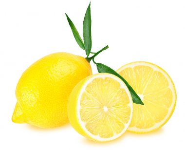 Beyaza izole edilmiş taze limon